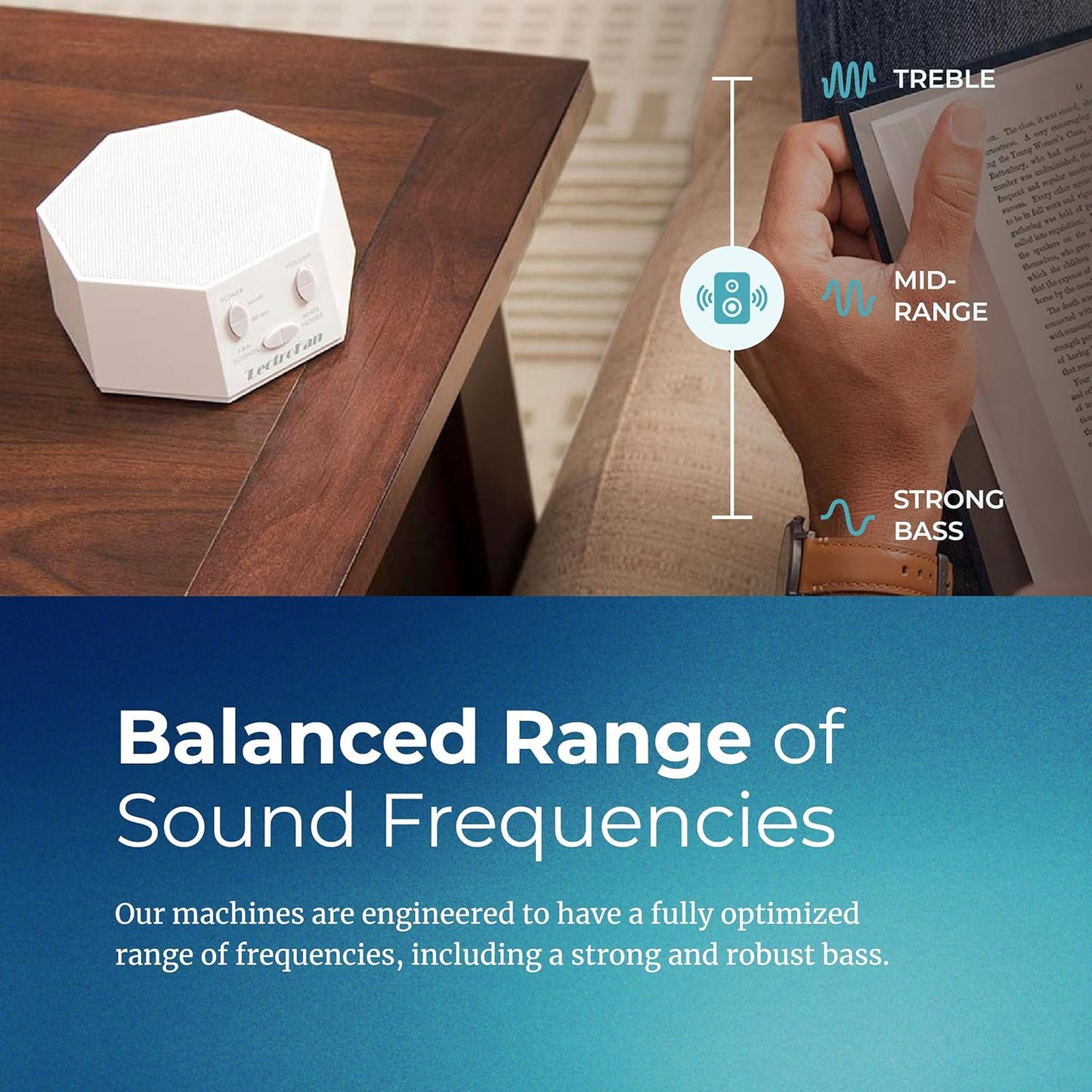 LectroFan Classic White Noise and Fan Sound Sleep Machine Balanced Range of Sound Frequencies