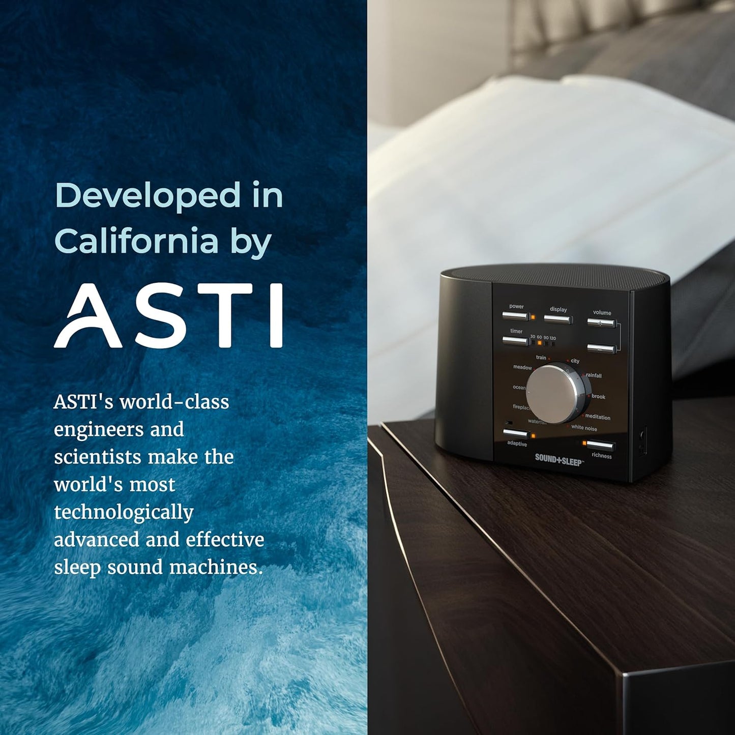 Sound+Sleep Adaptive Sleep Sound Machine developed in California by ASTI