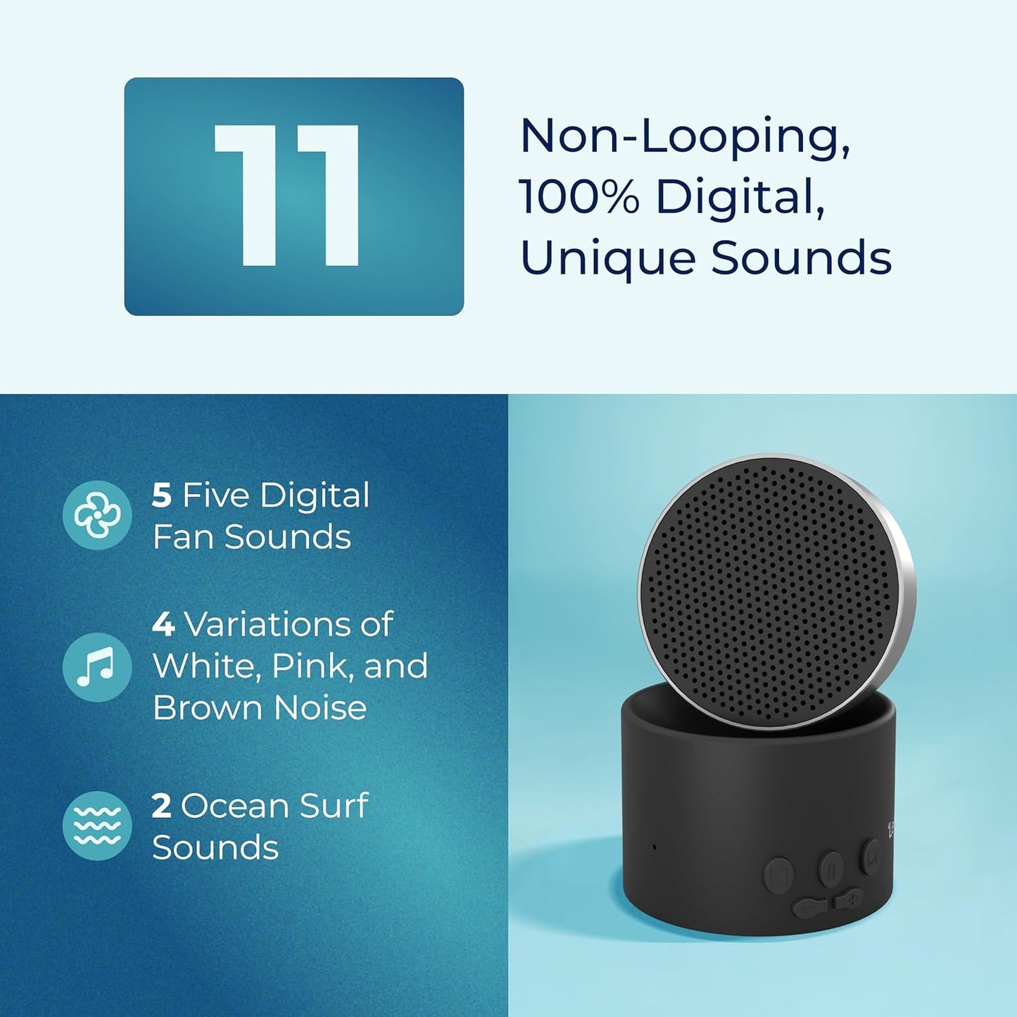 LectroFan Micro2+ White Noise and Fan Sound Sleep Machine and Bluetooth Speaker with 11 non-looping digital unique sounds