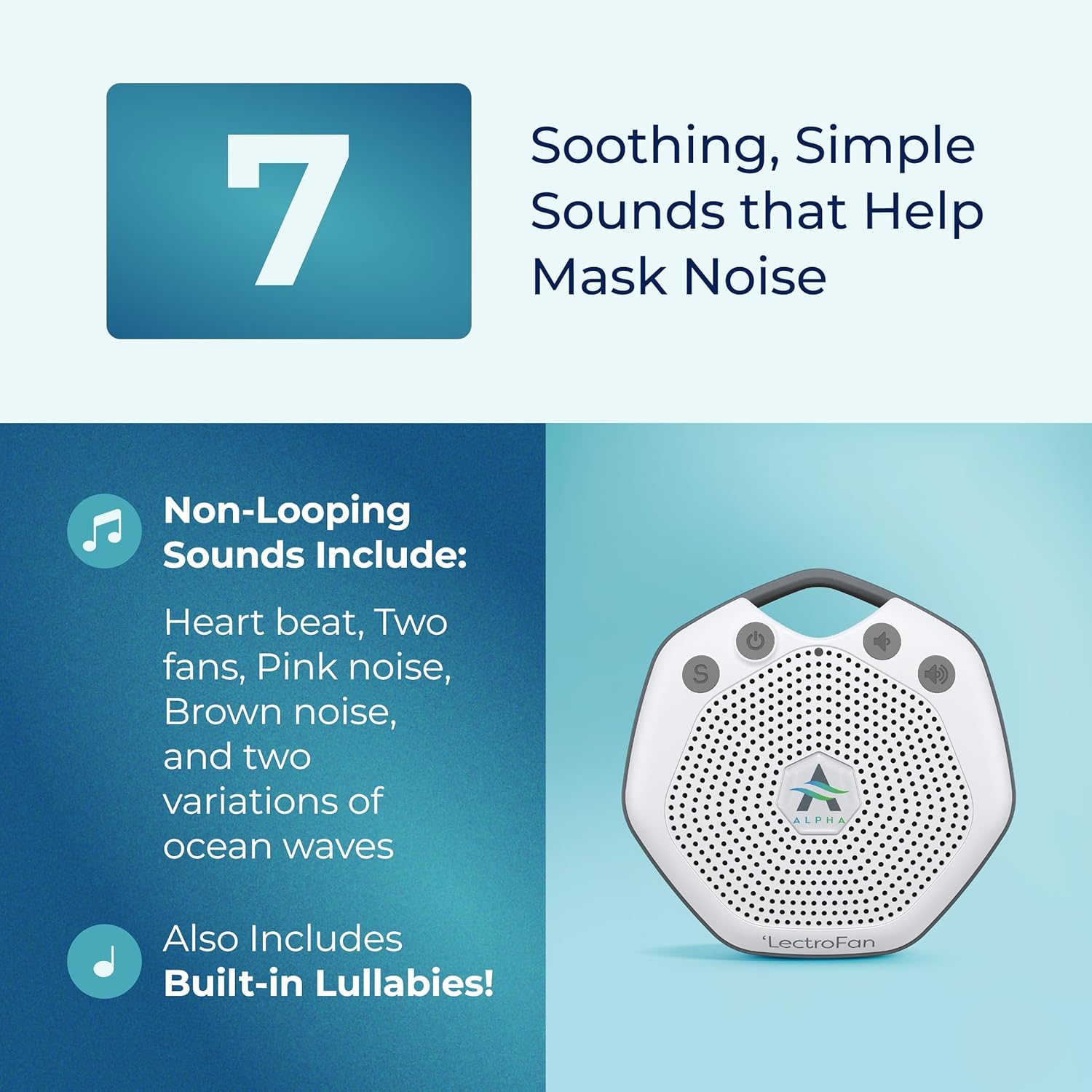 LectroFan Alpha Portable Baby Sound Sleep Machine 7 Soothing Sounds