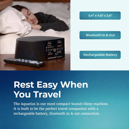 Sound+Sleep Aquarius Rechargeable Bluetooth Aquatic Sound Machine travel friendly size