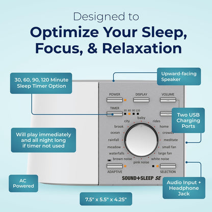 Sound+Sleep SE Adaptive Sleep Sound Machine Features