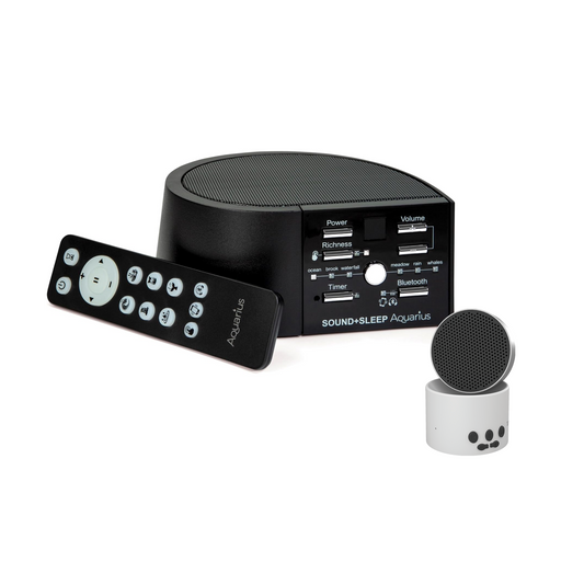 Sound+Sleep Aquarius and White Micro2+ Sound Machine and Bluetooth Speakers